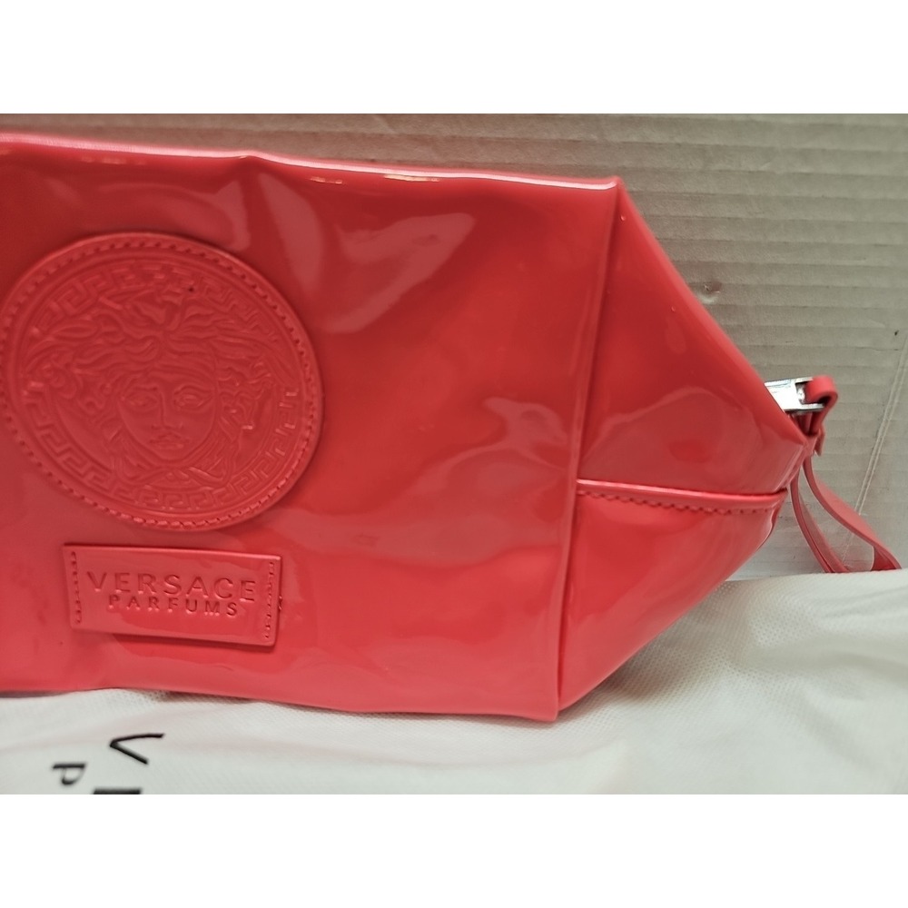 VERSACE Perfumes Pink Patent Vanity Case Pouch Bag Case Cosmetic Makeup 13x6in View 3